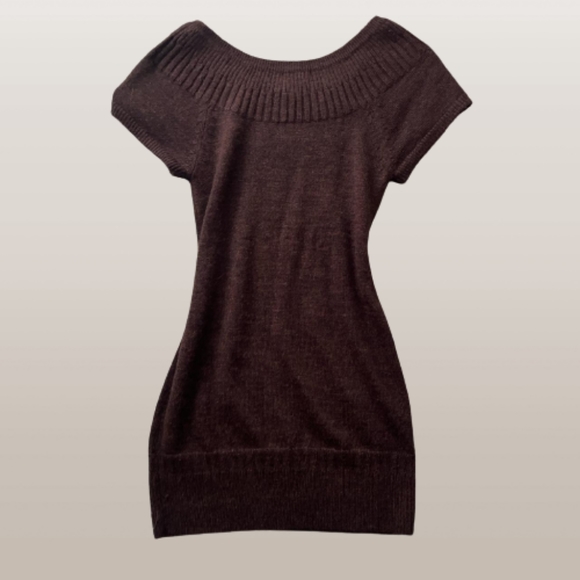 H&M Brown Wool Knit Sweater Dress with Boat Neck for Fall 🍂 - Picture 5 of 10